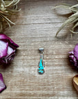 Teardrop Pendant with Kingman Turquoise – Option 5 – Sterling Silver – Native Made by SF – Fits 5mm