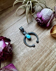 Naja Pendant with Golden Hill Turquoise – Option 2 – Sterling Silver – Native Made by KB – Fits 8mm