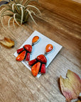 Spiny Oyster & Orange Cluster Earrings – Dangle with Stud Post