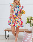 Skye Ruffled Flutter Sleeve Tiered Mini Dress