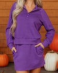 Solid Half Zip Pullover and Mini Skort Set