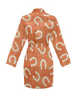Rust Orange Women's Belted Satin Feel Dressing Lounge Robe