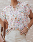 Lilian Floral Mandarin Collar Top