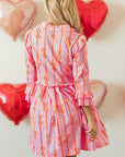 Heidi Bowknot Striped Shirt Dress
