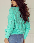 Hollow-Out Knit V-Neck Drop Shoulder Sweater