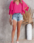 Hadley Flounce Bell Sleeve V Neck Blouse