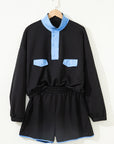 Colorblock Patchwork Pullover and Shorts Set