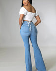 Knee Rip Flare Jean in Medium Wash