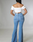 Knee Rip Flare Jean in Medium Wash