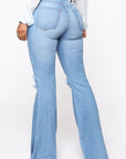 Knee Rip Flare Jean in Medium Wash