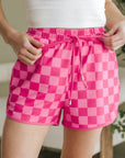 Checker Drawstring Elastic Waist Shorts
