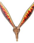HILASON Western Horse Leather Headstall & Breast Collar Tack Set Flame