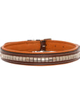 ExionPro Silver Clincher Padded Leather Dog Collar - Conker Padding