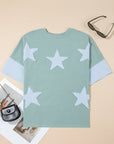 Etta Frayed Denim Star Patched Oversize Top