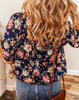 Floral Short Sleeve Scoop Neck Blouse