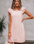 Bow Back Flutter Sleeve Mini Dress