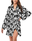 Cowboy Women's Long Sleeve Belted Satin Feel Dressing Lounge Robe