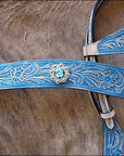 Hilason American Leather Hand Painted Horse Headstall Breast Collar