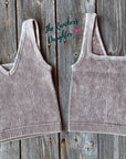 Mocha Ribbed Crop Tank with Reversible Neckline