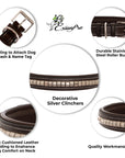 ExionPro Silver Clincher Padded Leather Dog Collar - Conker Padding