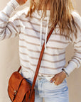 Lauren Cowl Neck Striped Print Drop Shoulder Sweater
