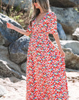 Haley Floral Cutout Back Split Maxi Dress