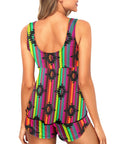 Neon Aztec Tankini & Boy Shorts Swim Set