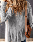 Lacey Ribbed Trim Eyelet Cable Knit Cardigan