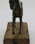 Large Original Loving Horse with his Saddle Western Art Cowboy Bronze Sculpture