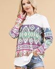 Chama Valley Aztec Print Waffle Knit Lightweight Hoodie Made in America