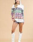Chama Valley Aztec Print Waffle Knit Lightweight Hoodie Made in America