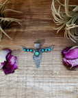 Longhorn Pendant with Gold Accent – Sterling Silver – Native Made by Leroy James