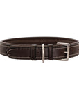 ExionPro Silver Snaffle Padded Leather Dog Collar - Brown Padding