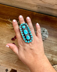 Big Ring - adjustable kingman turquoise ring and sterling silver