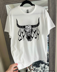 Zebra Bull Skull Tee or Crewneck