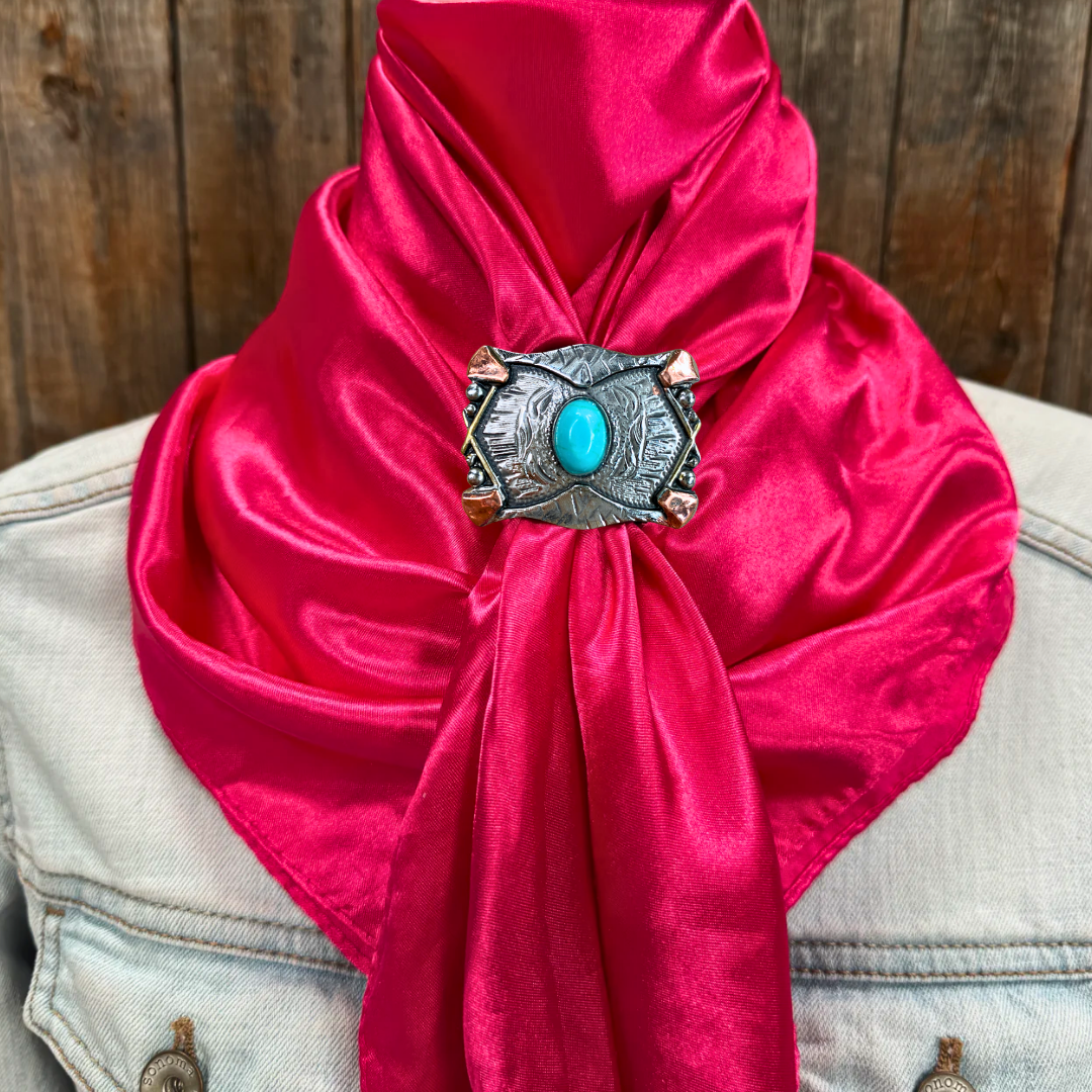 35X35" Solid Hot Pink Wild Rag / Scarf WRS25 - Western Concho Wild Rag Slides - Assorted