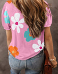 Macy Flower Print Bubble Sleeve Tee