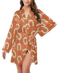 Rust Orange Women's Belted Satin Feel Dressing Lounge Robe