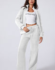 Solid Zip-Up Jacket and Drawstring Pants Set