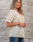 Jaylani Floral Eyelet Puff Sleeve Blouse