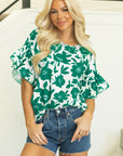 Mavis Floral Ruffled Short Sleeve Loose Blouse
