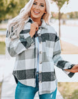 Plaid Button-Up Long Sleeve Pocketed Shacket