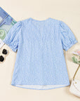Kenzie Floral Embroidered Puff Sleeve Blouse