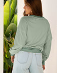 Floral Patch Raw Edge Drop Shoulder Top