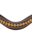 ExionPro Elegant Deep Curved Soft Padded Topaz Crystal Decorated Browband