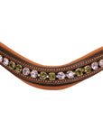 ExionPro Elegant Deep Curved Soft Padded Olivine, Violet Colored Crystal Browband