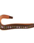 ExionPro Elegant Deep Curved Soft Padded Olivine, Violet Colored Crystal Browband