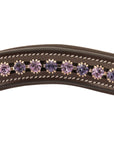 ExionPro Elegant Deep Curved Soft Padded Tanzanite, Violet Colored Crystal Decorated Browband