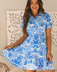 Lilly Floral Drawstring Waist Ruffled Dress