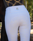 White Silicone grip Show breeches with Belt Loops